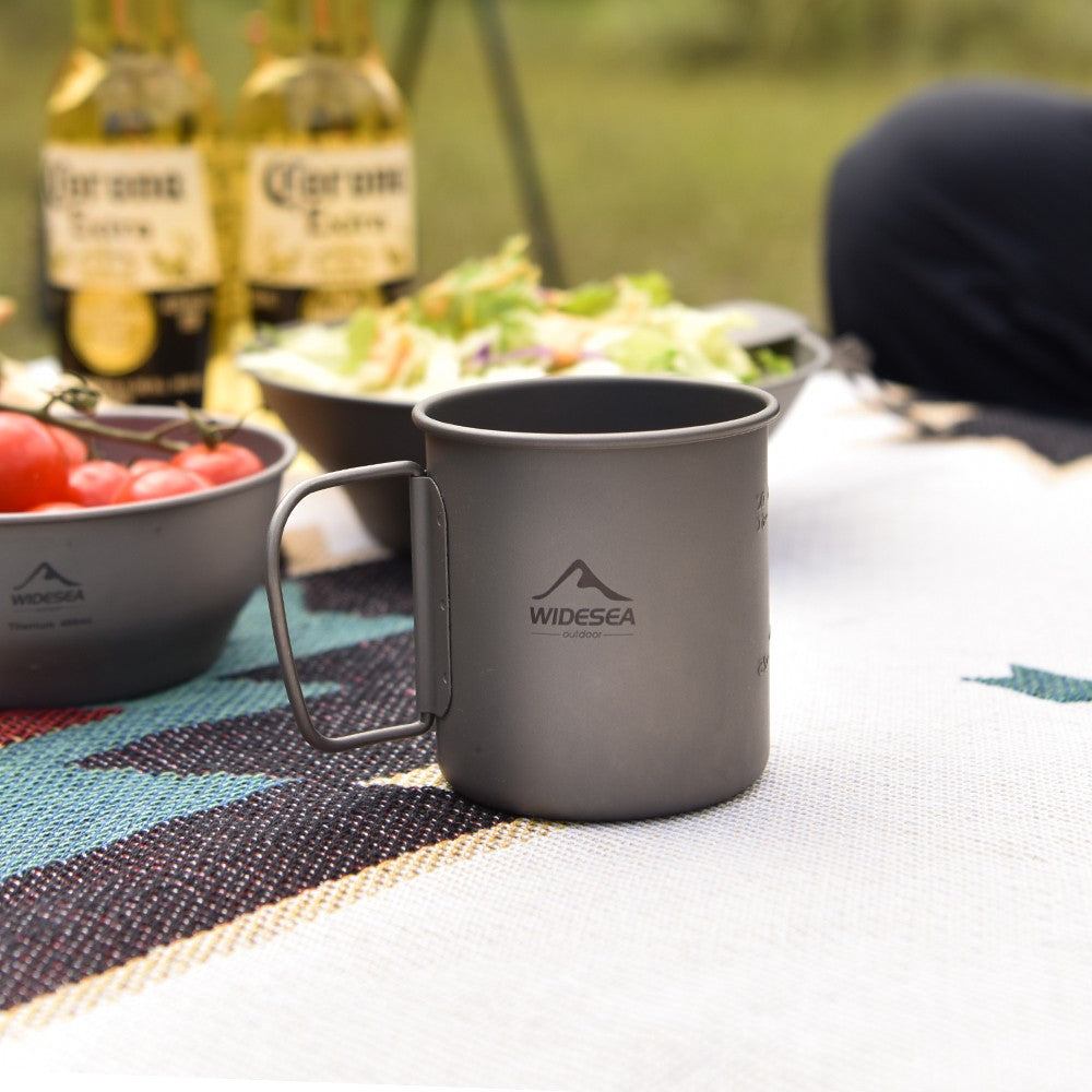 Widesea caneca de acampamento copo de titânio utensílios de mesa turísticos uten