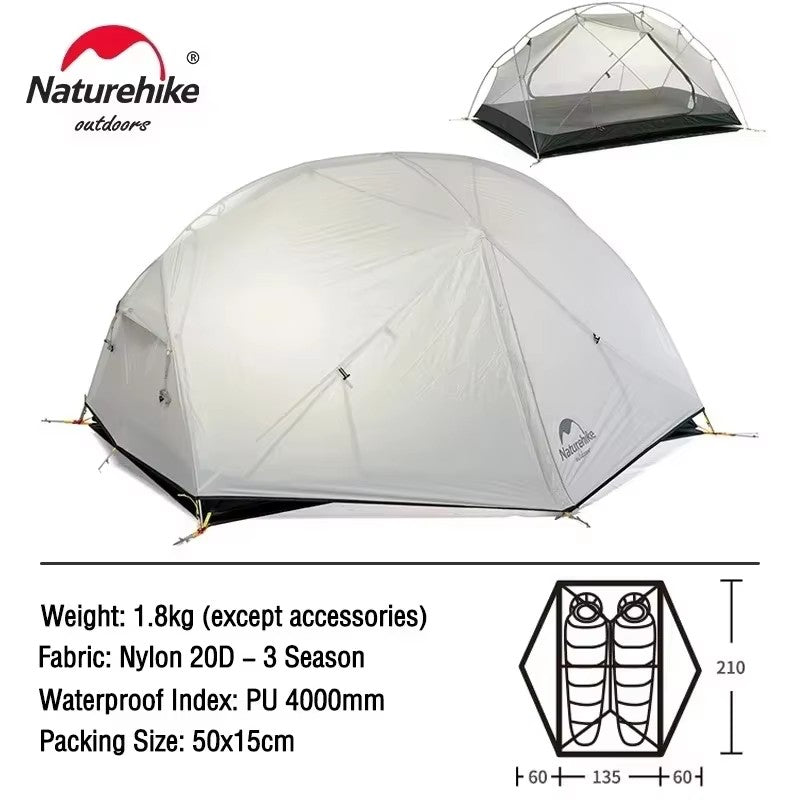 Naturehike Mongar 2 barraca de camping a prova d'água 2 pessoas ultralight campi