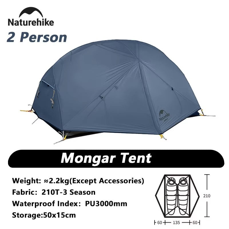 Naturehike-Mongar 2 barraca camping, Ultraleve, Ao ar livre, 3 Temporada, imperm