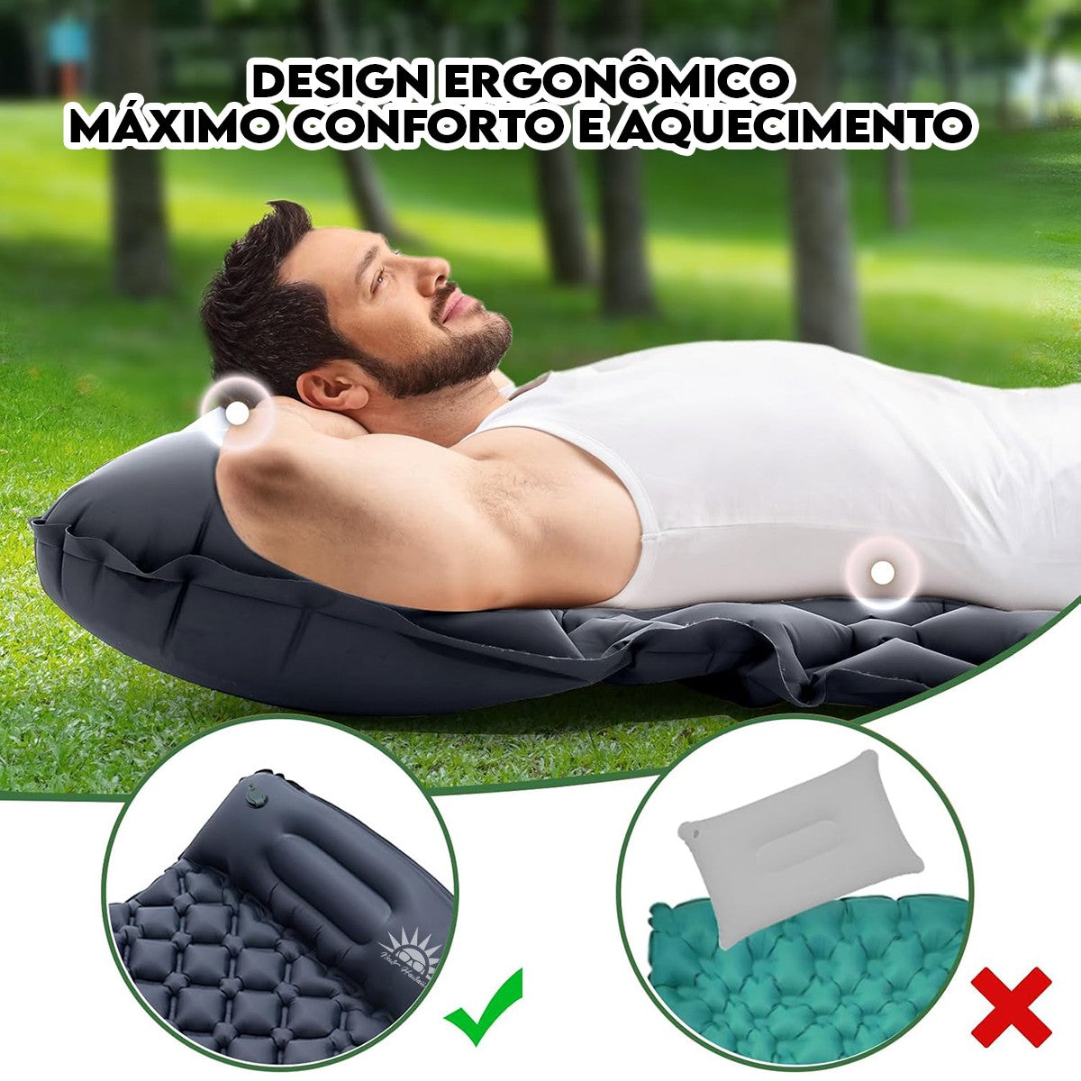 Colchão Inflável De Acampamento Ao Ar Livre,Almofada de Dormir Com Travesseiro A