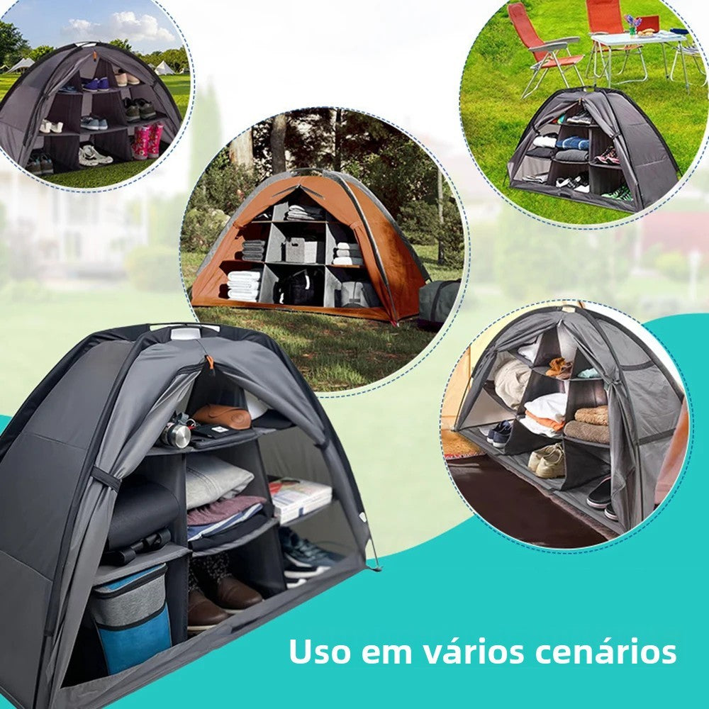 Armário para organizacao de roupas e outros itens em acampamento