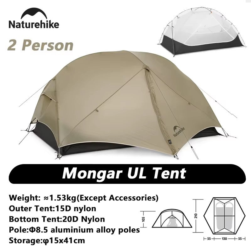 Naturehike Mongar 2 barraca de camping a prova d'água 2 pessoas ultralight campi