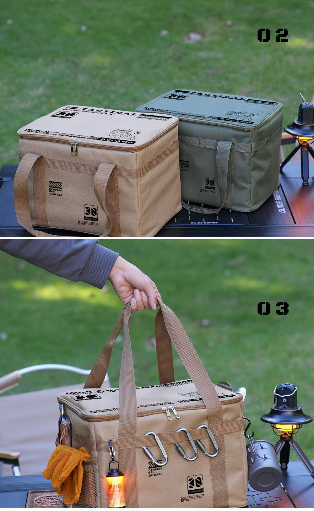 Bolsa de armazenamento tática para acampamento, 30-42l, caixa dobrável isolada,