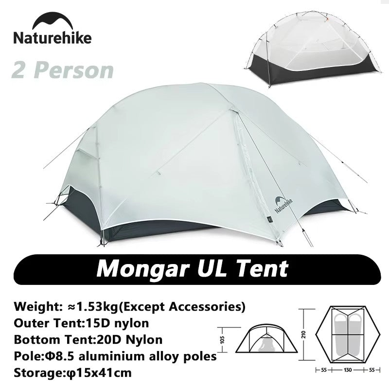 Naturehike-Mongar 2 barraca camping, Ultraleve, Ao ar livre, 3 Temporada, imperm