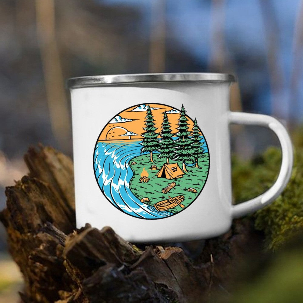 Caneca esmaltada camping