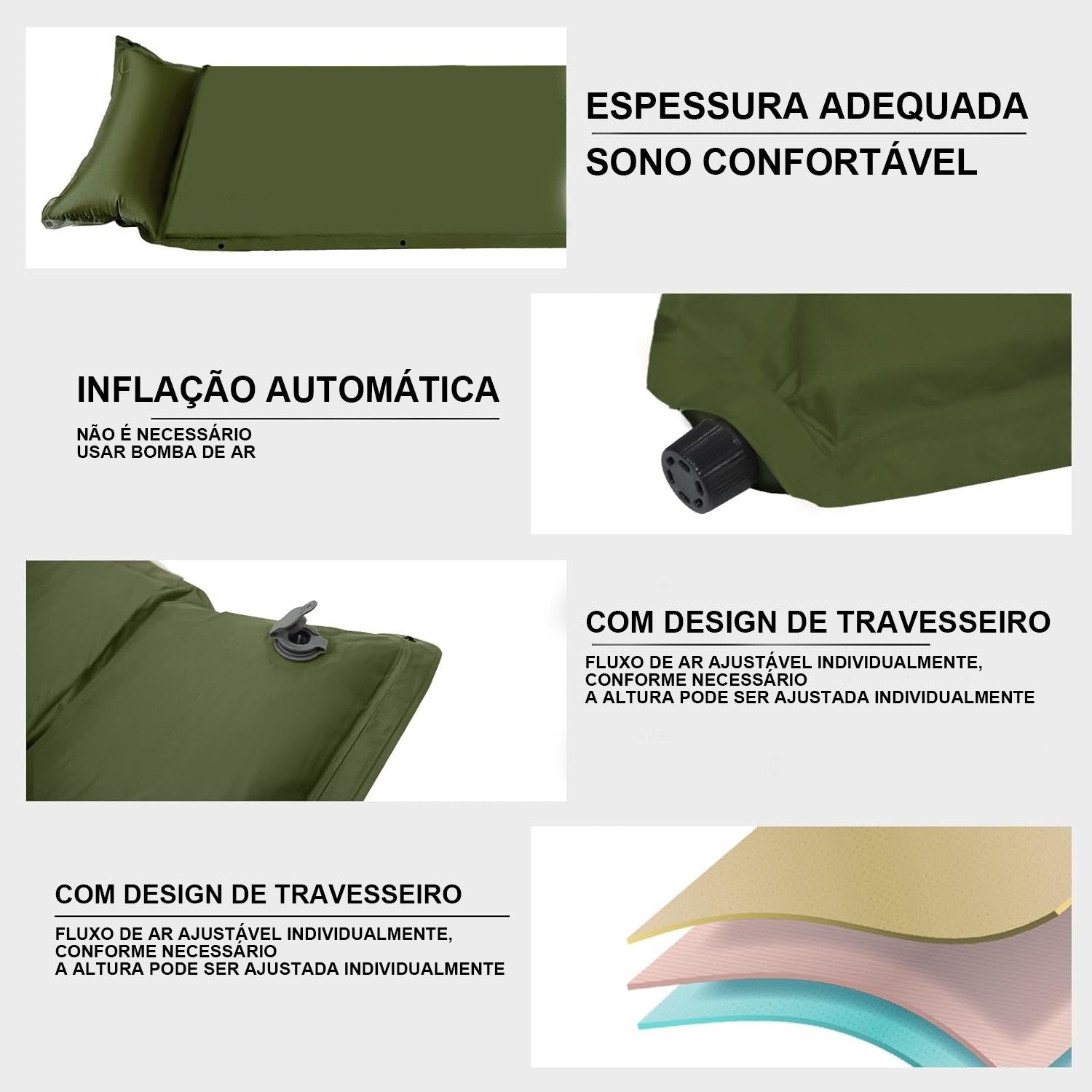 Colchão Inflável De Acampamento Ao Ar Livre Com Travesseiro Almofada De Ultralev