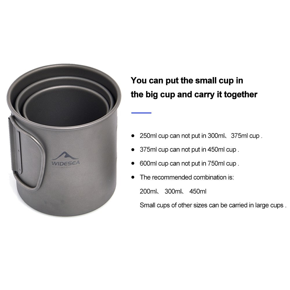 Widesea caneca de acampamento copo de titânio utensílios de mesa turísticos uten