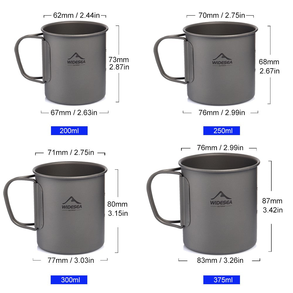 Widesea caneca de acampamento copo de titânio utensílios de mesa turísticos uten