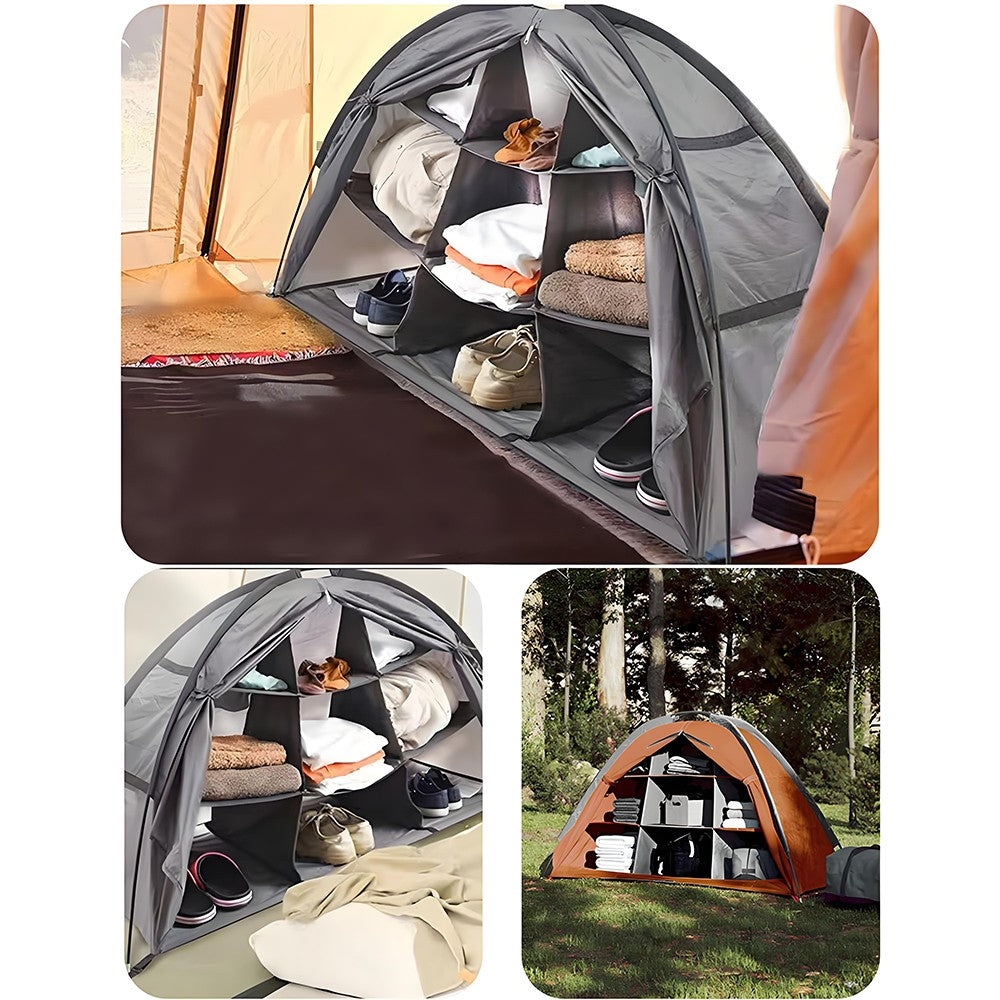 Armário para organizacao de roupas e outros itens em acampamento