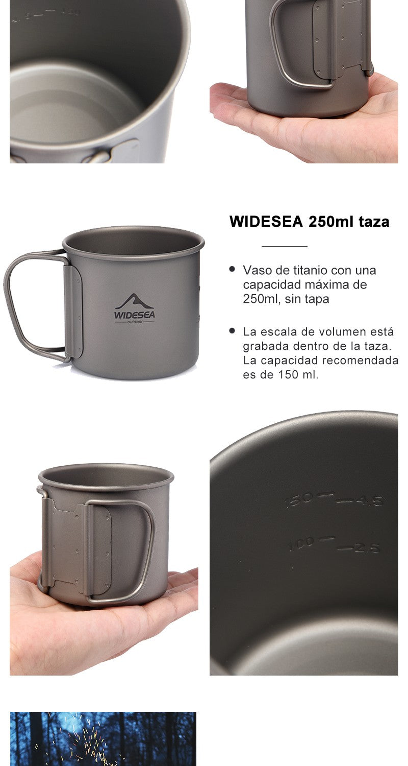 Widesea caneca de acampamento copo de titânio utensílios de mesa turísticos uten