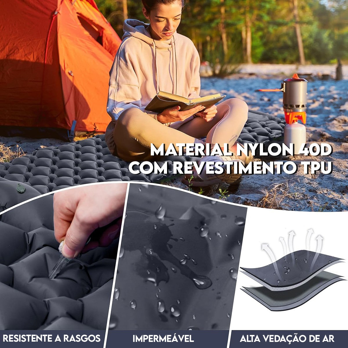 Colchão Inflável De Acampamento Ao Ar Livre,Almofada de Dormir Com Travesseiro A