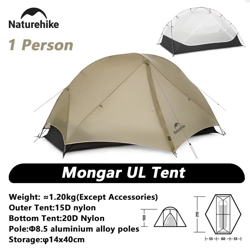 Naturehike-Mongar 2 barraca camping, Ultraleve, Ao ar livre, 3 Temporada, imperm
