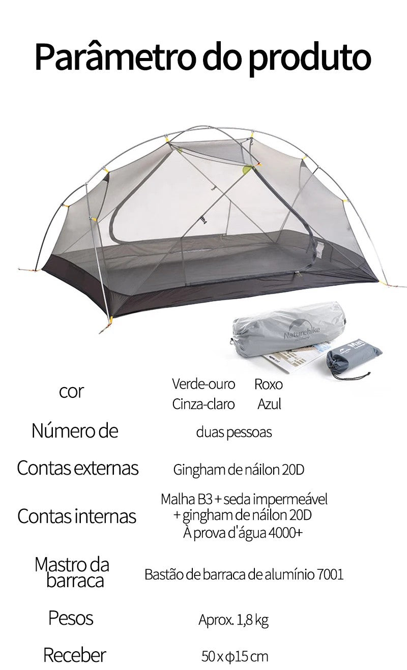 Naturehike Mongar 2 barraca de camping a prova d'água 2 pessoas ultralight campi