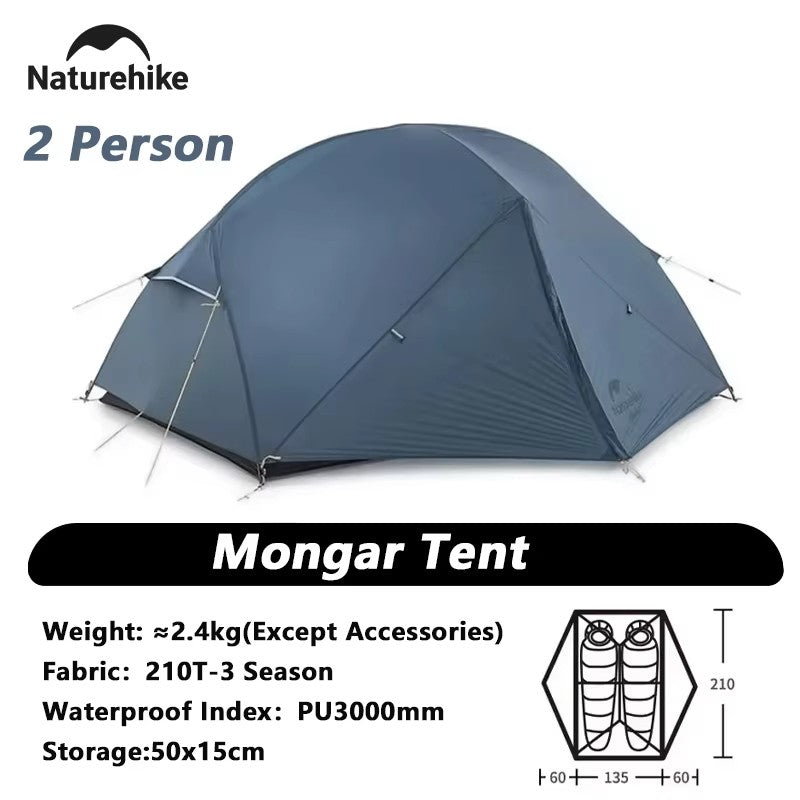 Naturehike-Mongar 2 barraca camping, Ultraleve, Ao ar livre, 3 Temporada, imperm