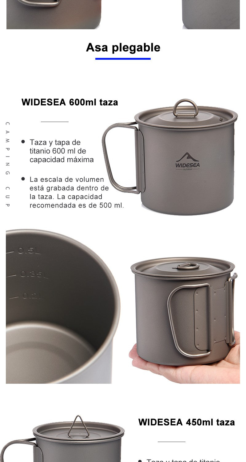 Widesea caneca de acampamento copo de titânio utensílios de mesa turísticos uten
