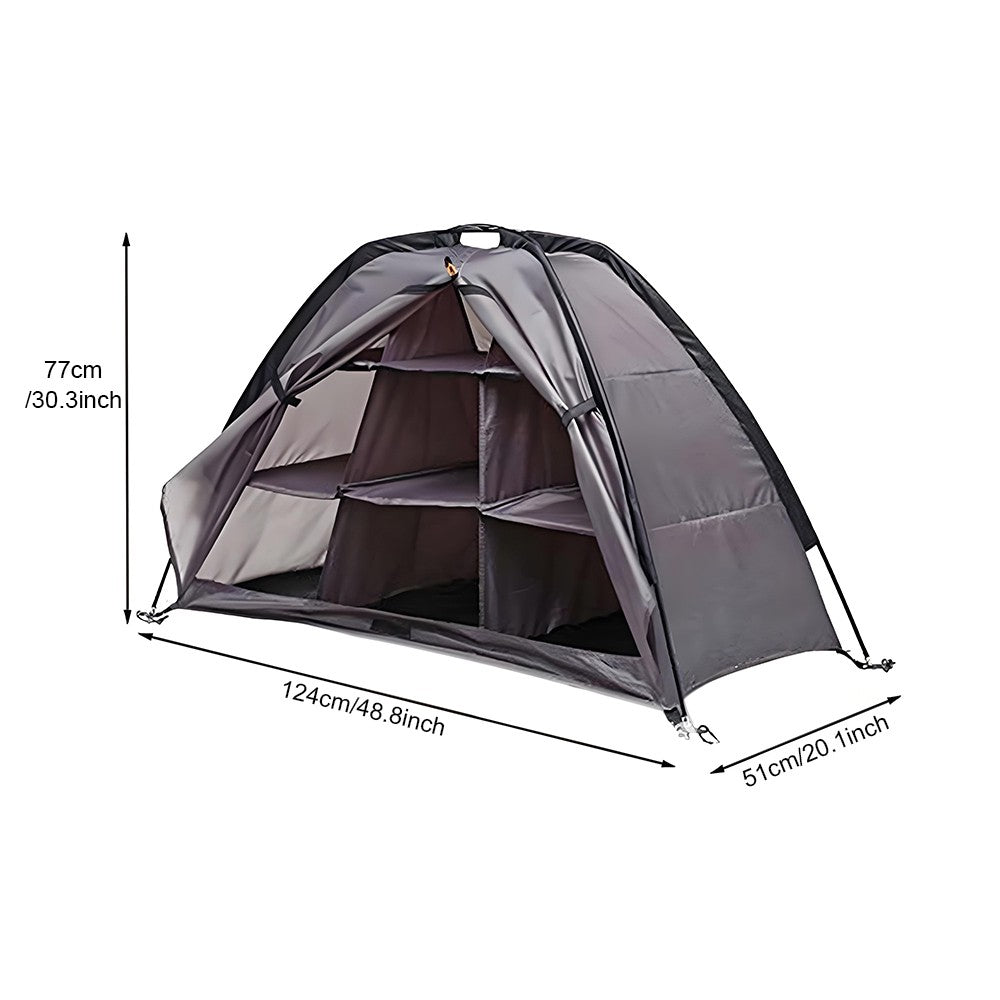 Armário para organizacao de roupas e outros itens em acampamento